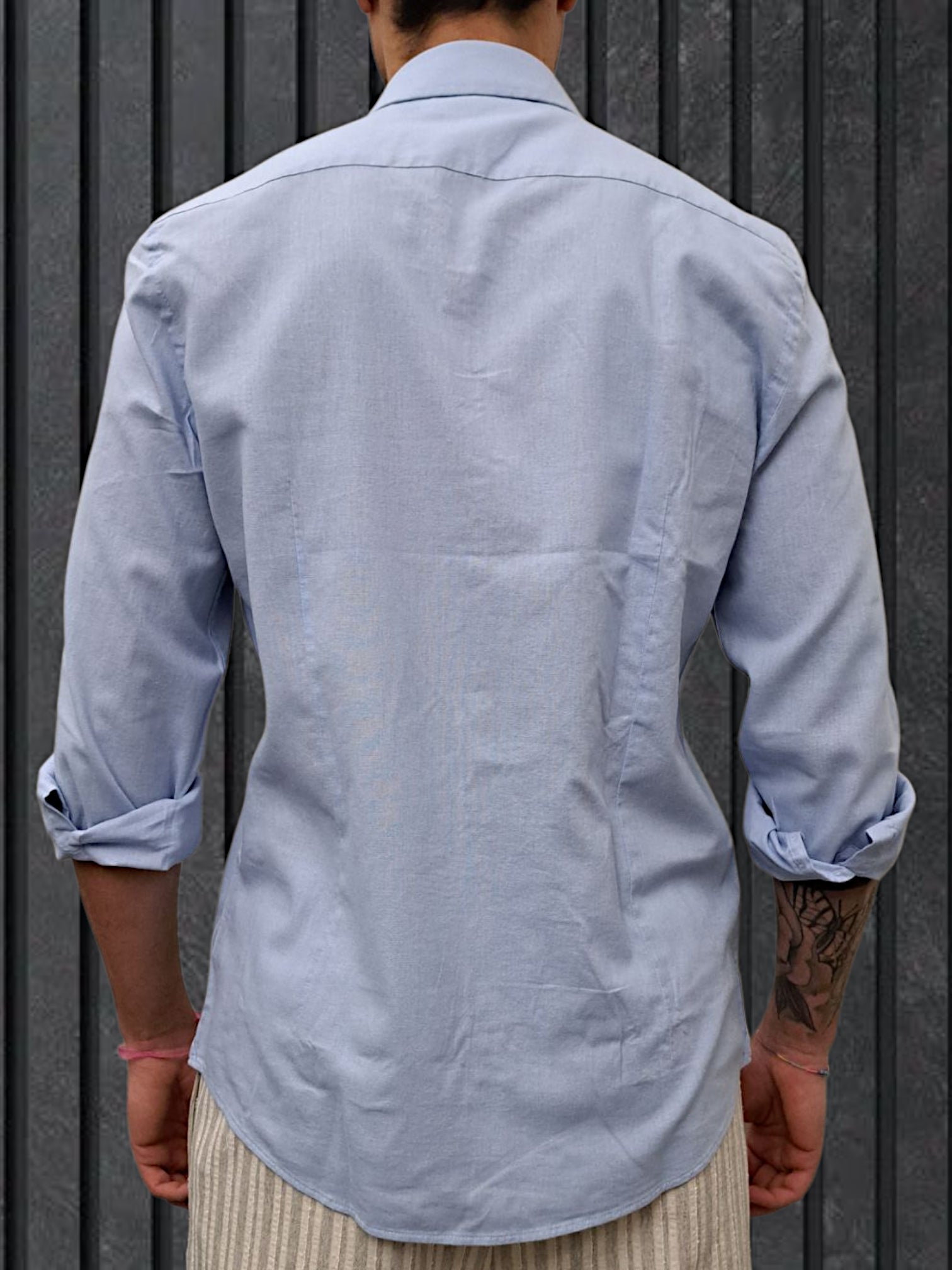 CAMICIA IN LINO CELESTE