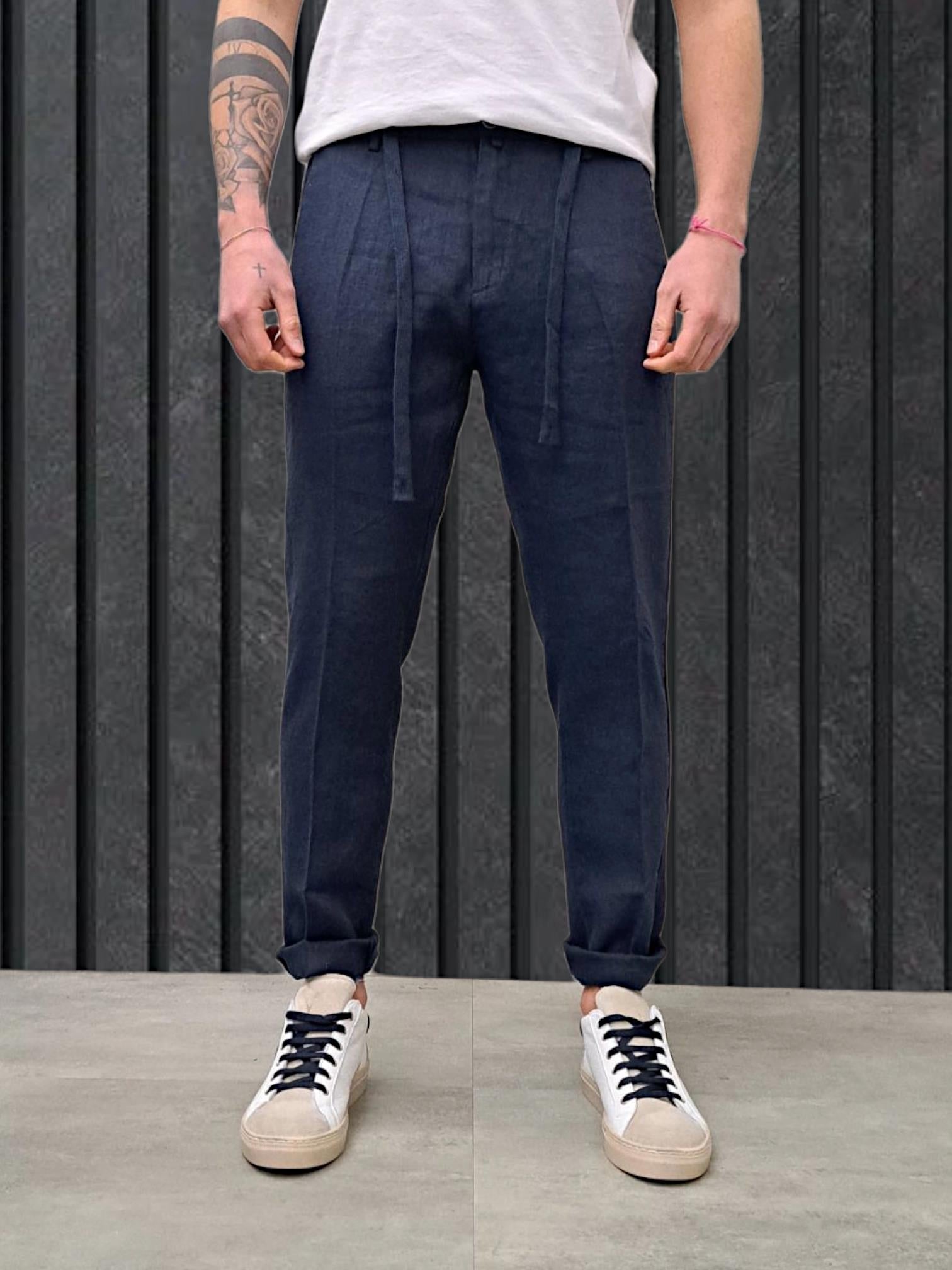 PANTALONE LINO BLU