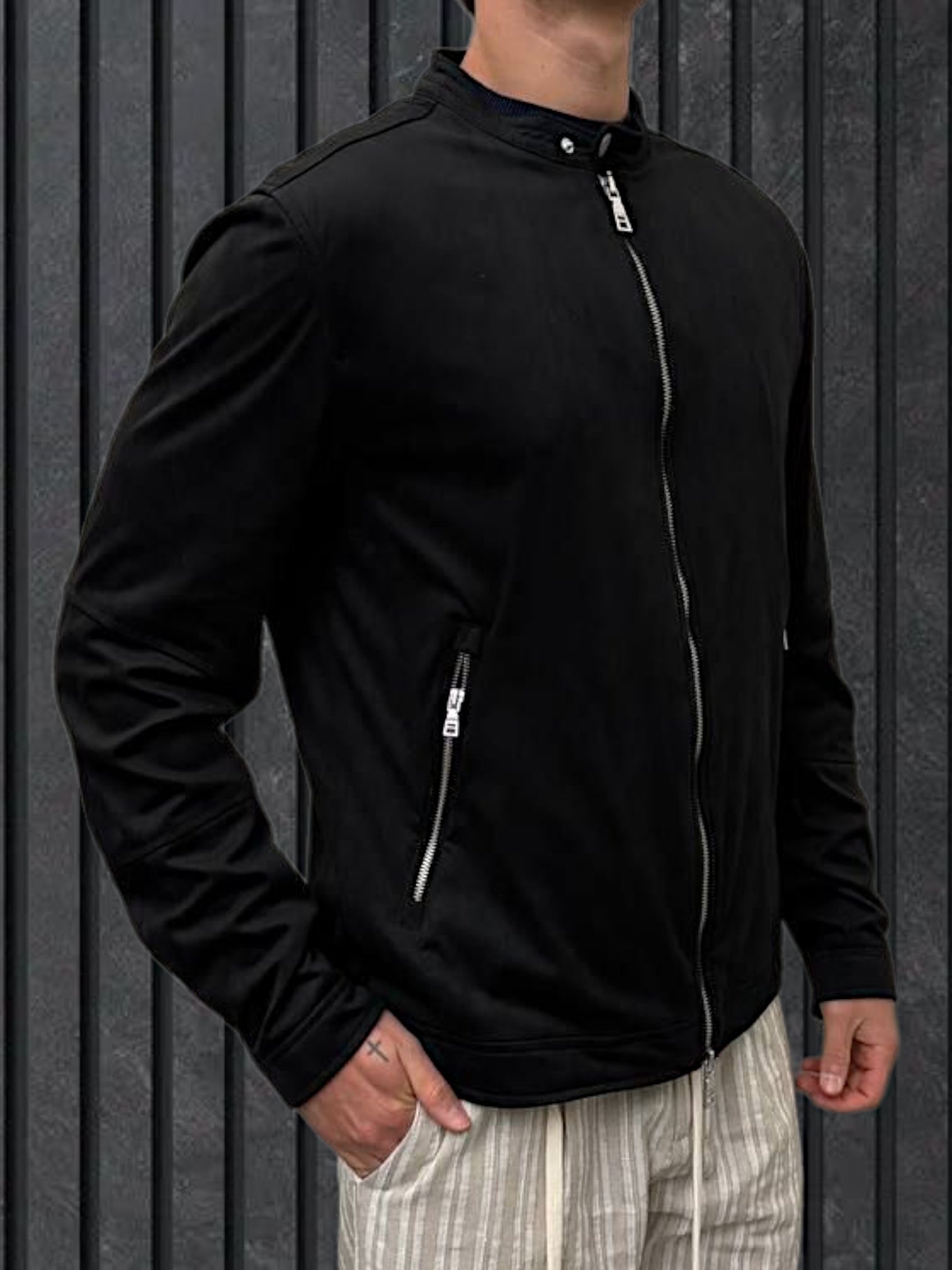 PANTALACCIO RIGHE LINO COTONE CON PENCE