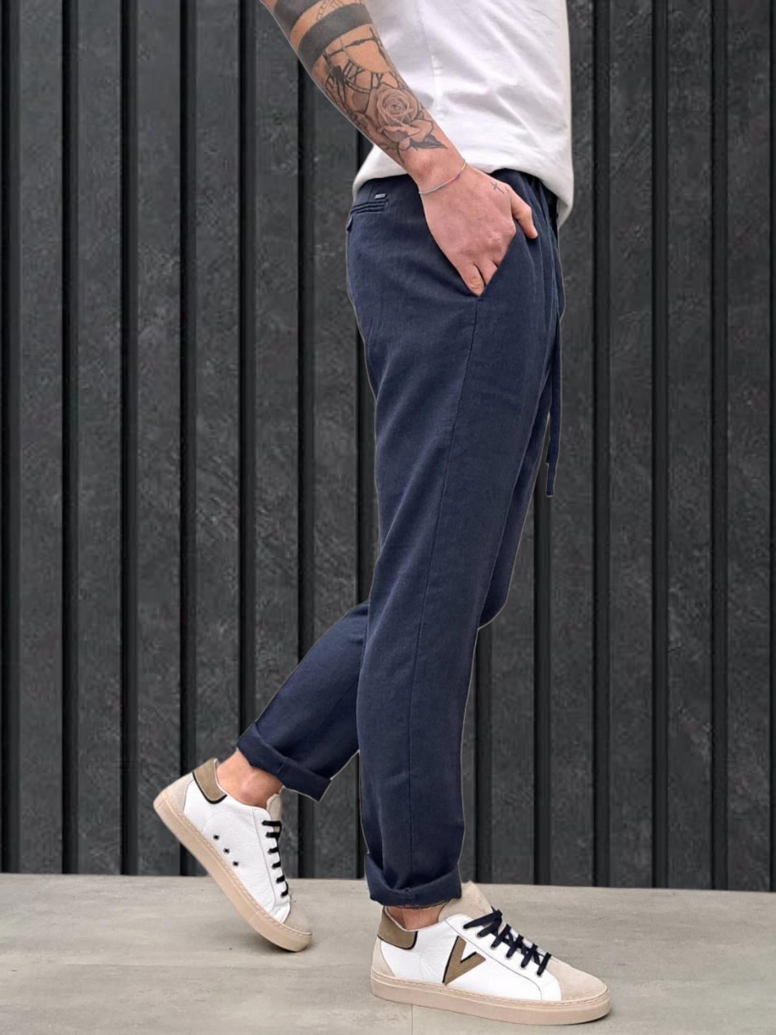 PANTALONE LINO BLU