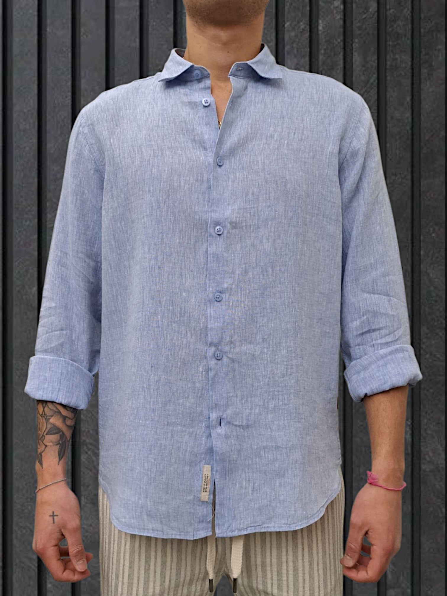 CAMICIA IN LINO FIAMMATA SKY