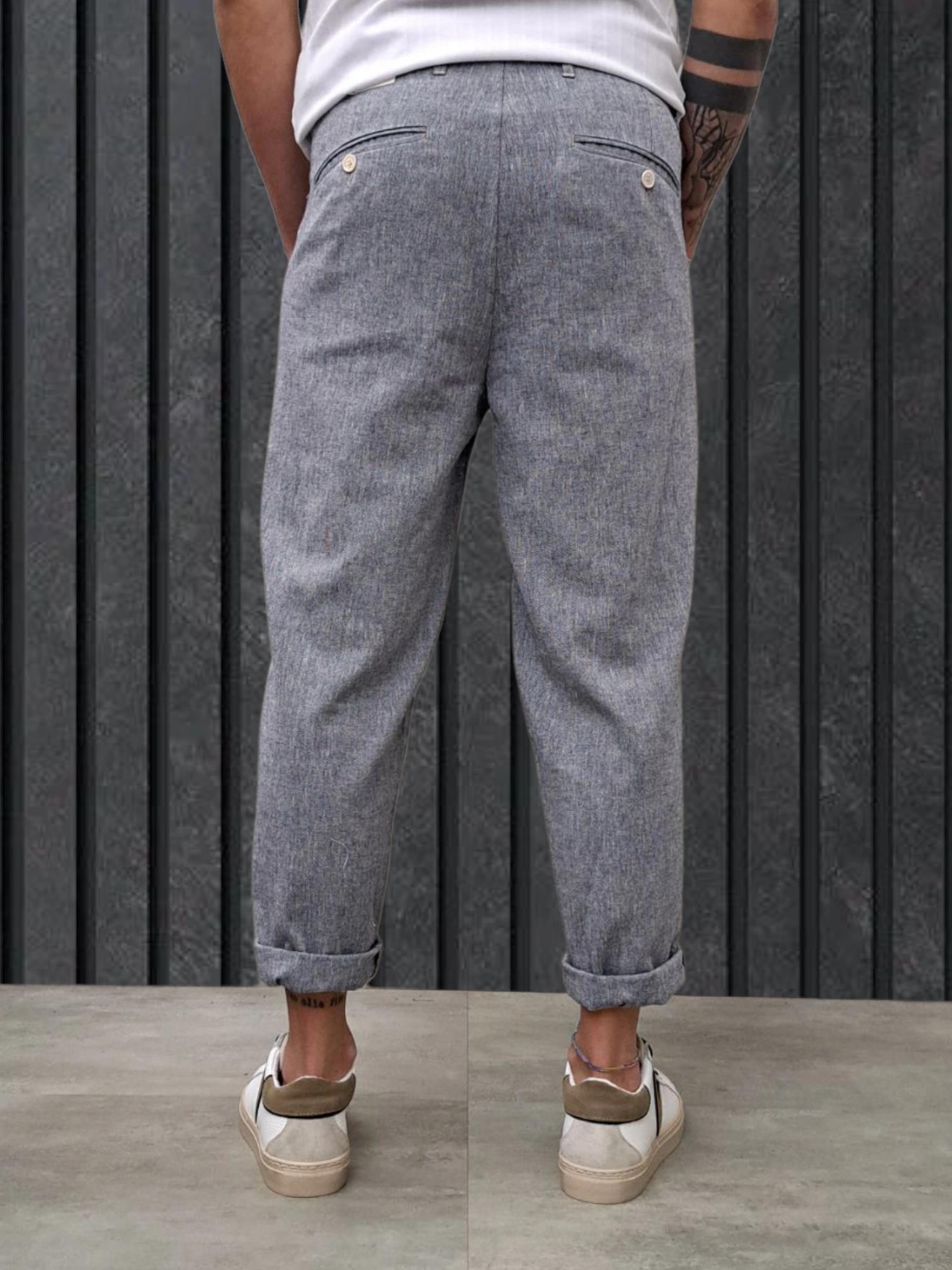 PANTALONE CON COULISSE FIAMMATO BLU
