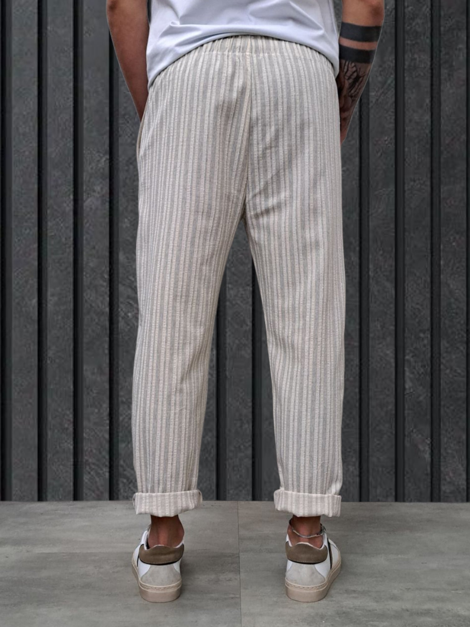 PANTALONE GESSATO IN COTONE