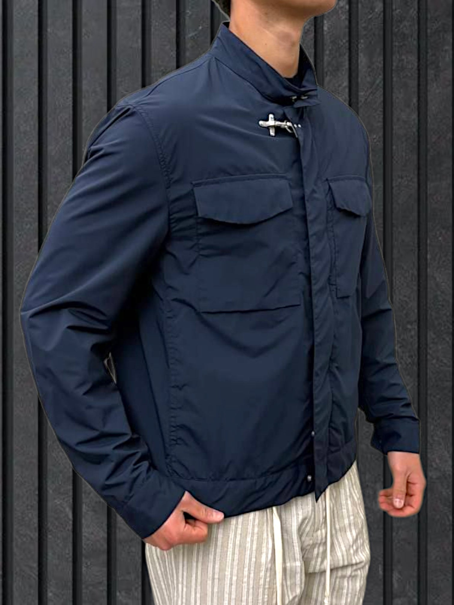 PANTALACCIO RIGHE LINO COTONE CON PENCE
