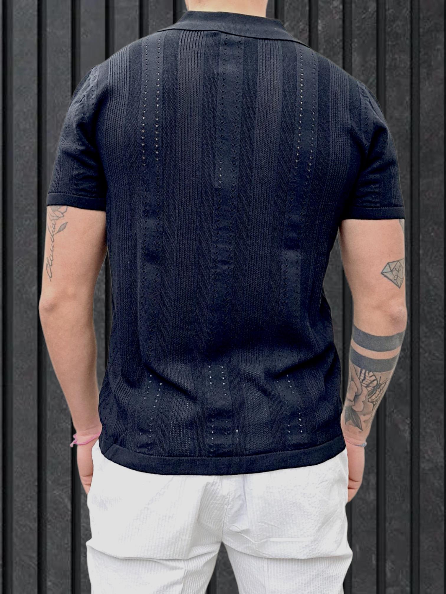 MAGLIA APERTA LAVORATA NERA
