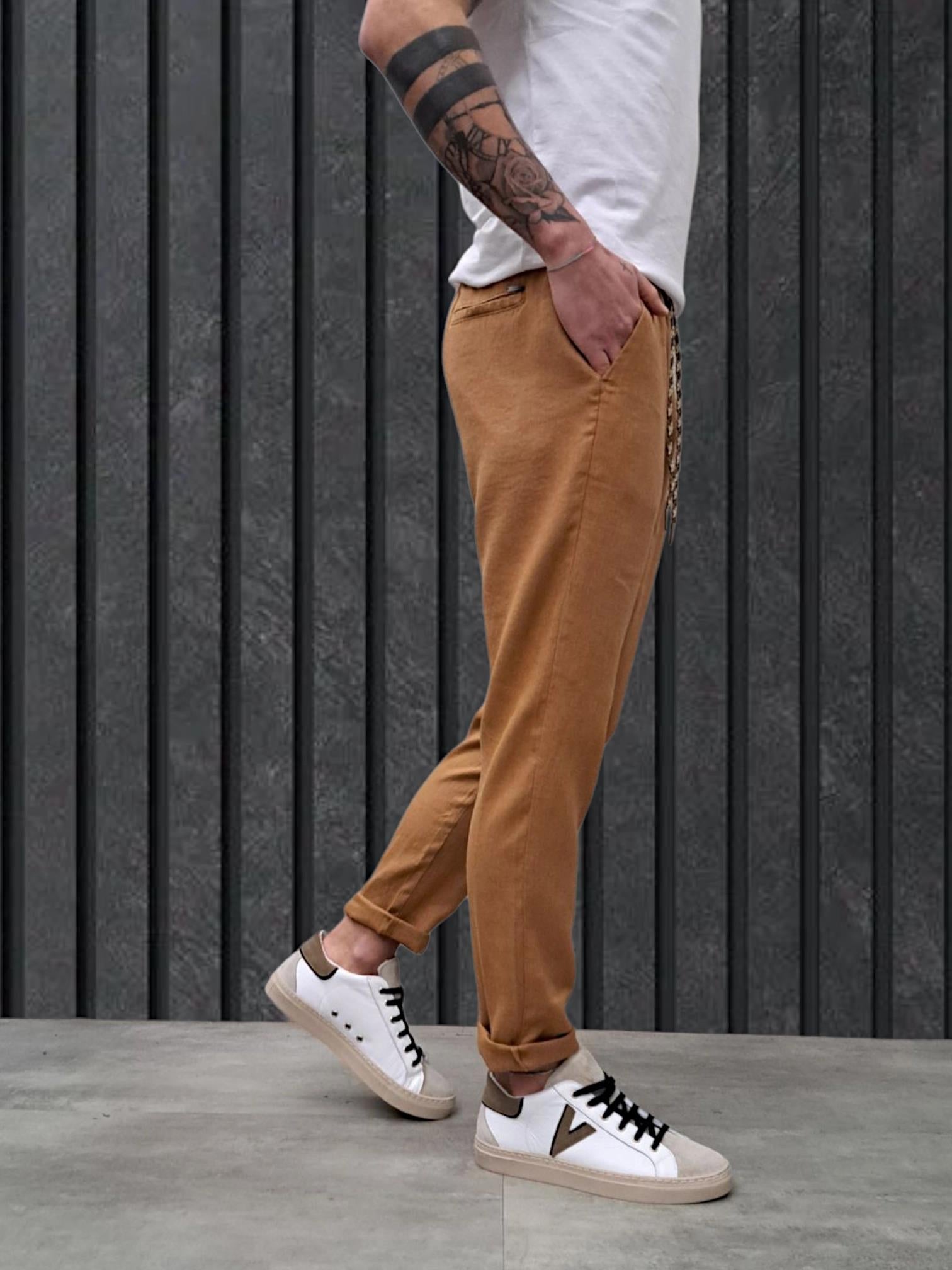 PANTALACCIO LINO TABACCO