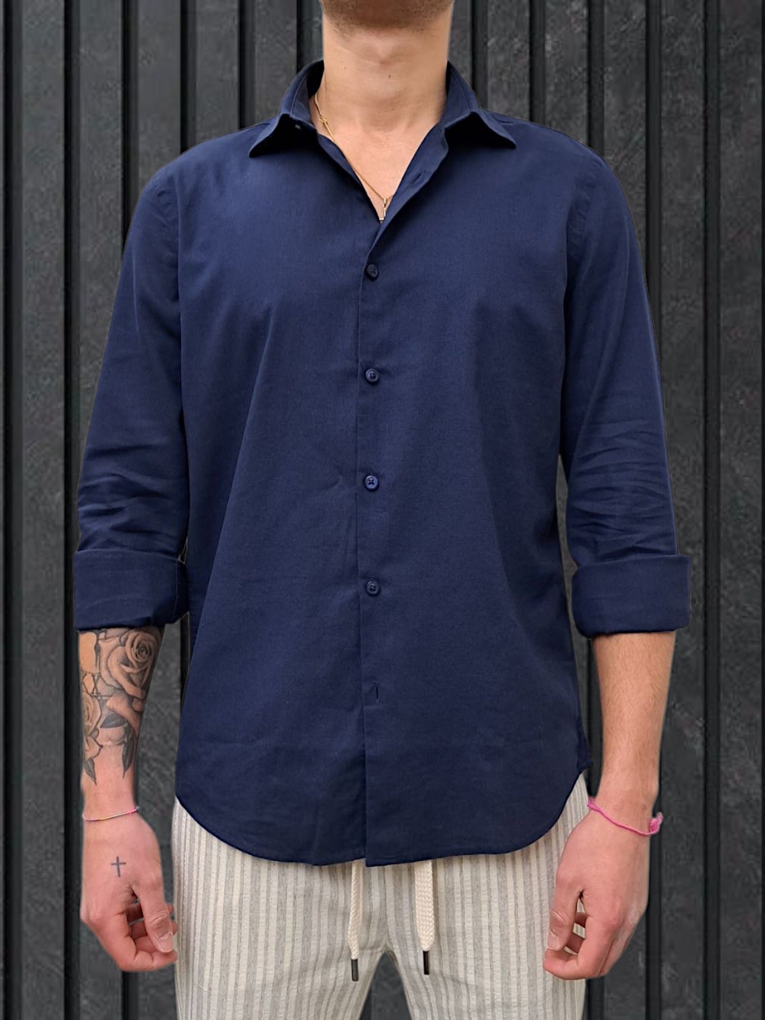 CAMICIA IN LINO BLU