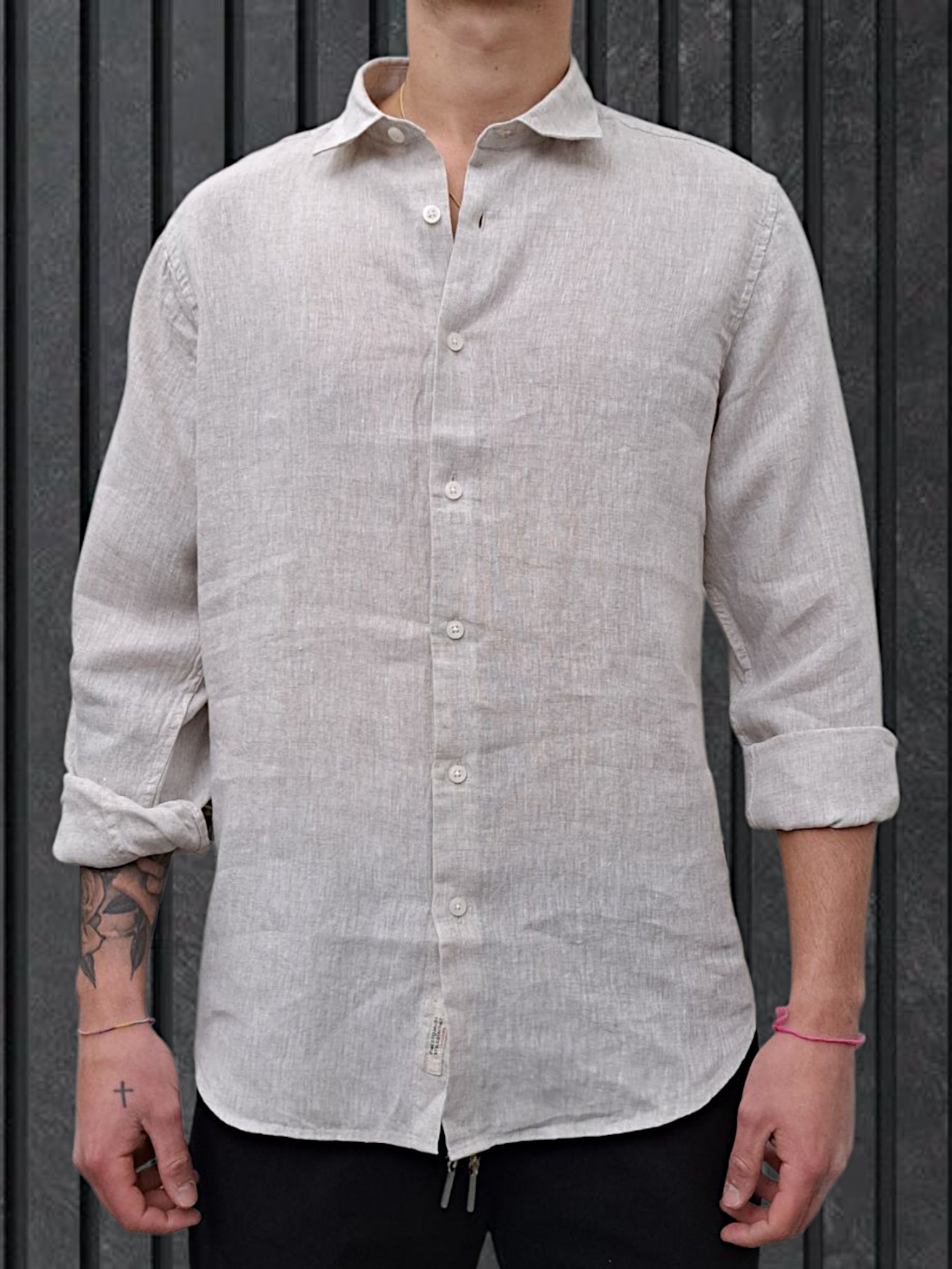 CAMICIA IN LINO FIAMMATA CORDA