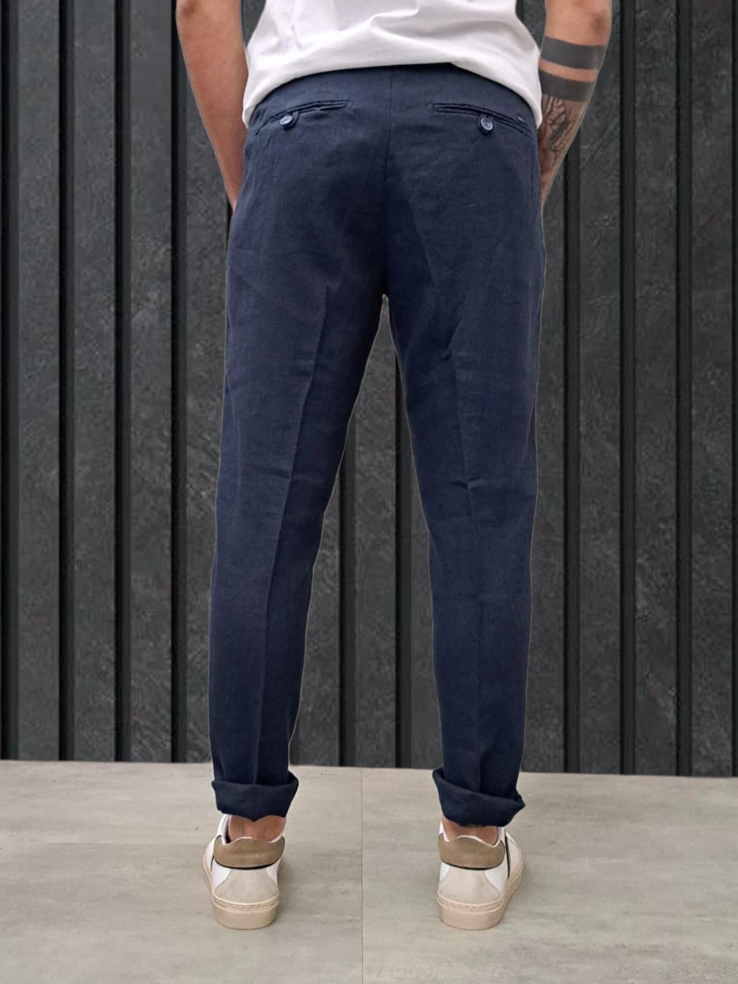 PANTALONE LINO BLU