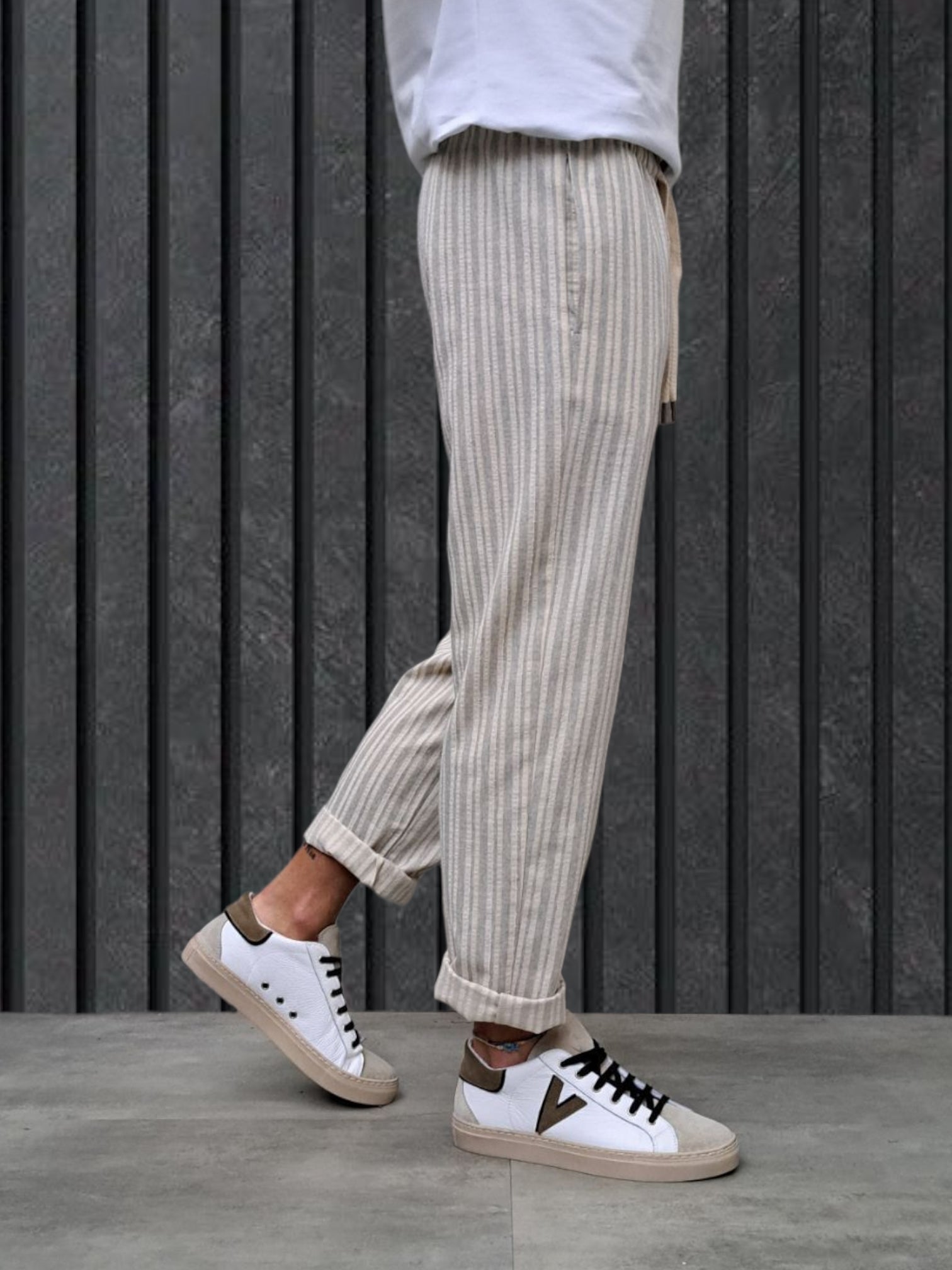 PANTALONE GESSATO IN COTONE