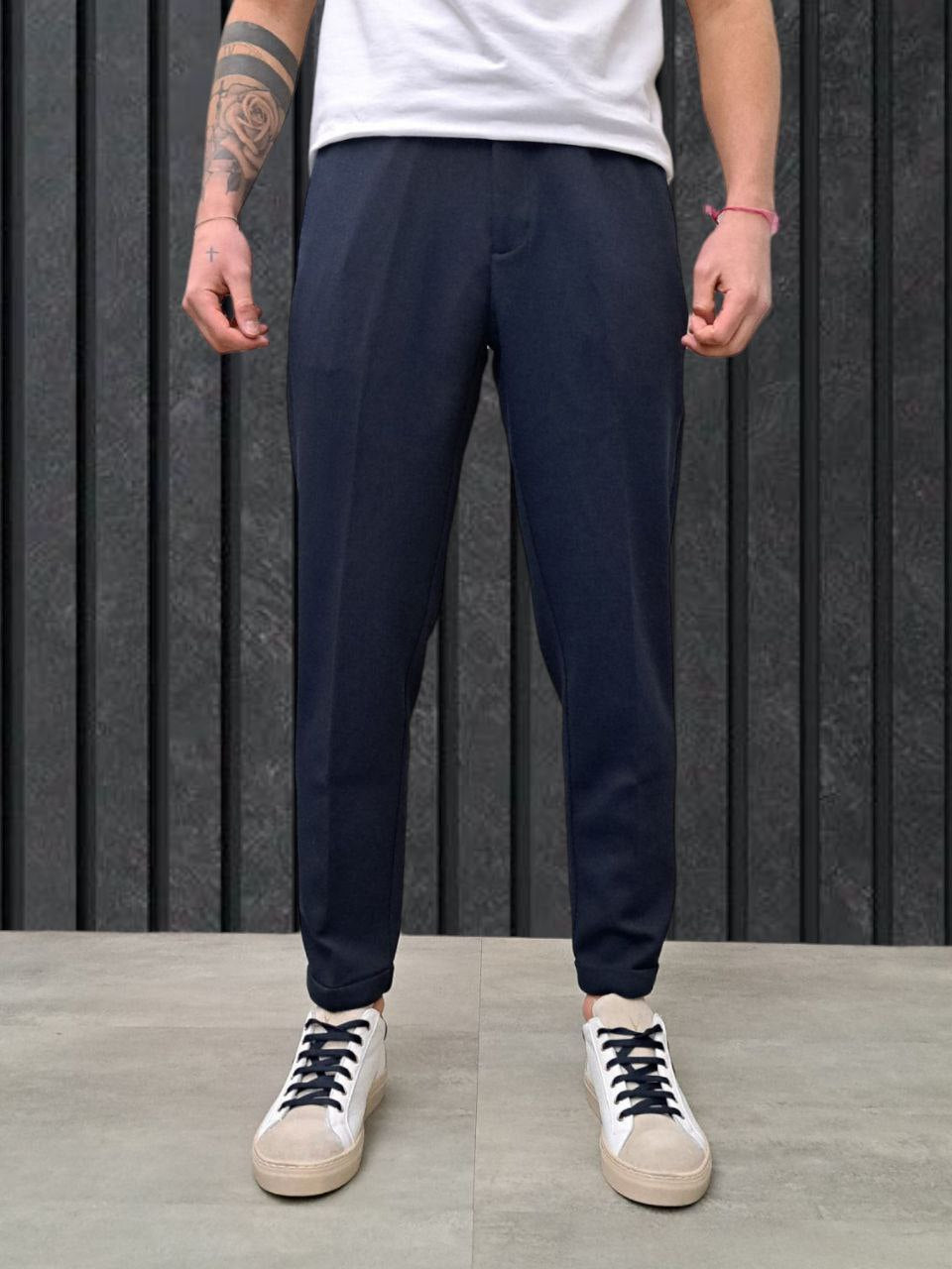 PANTALONE TESSUTO FLUIDO Blu navy