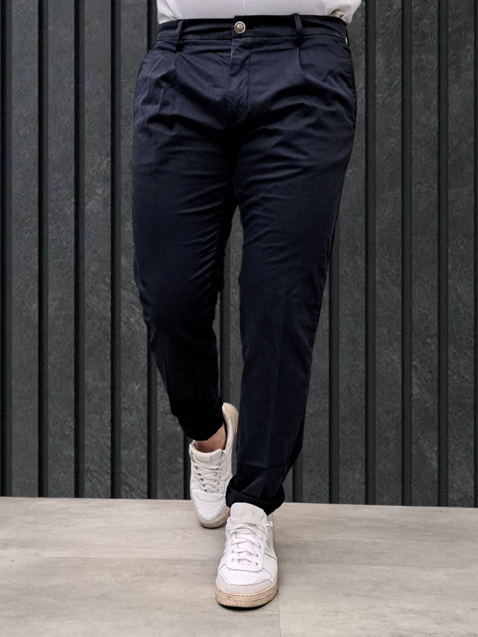 CHINO CON PENCE Blu navy