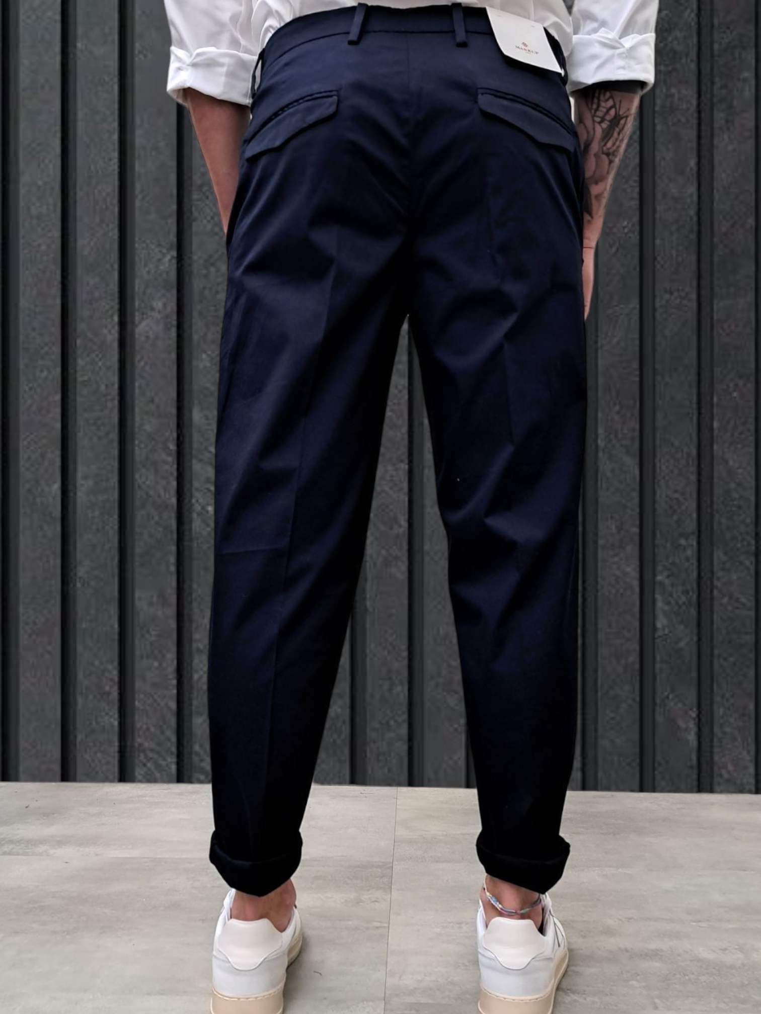 PANTALONE CHINO cannetté BLU