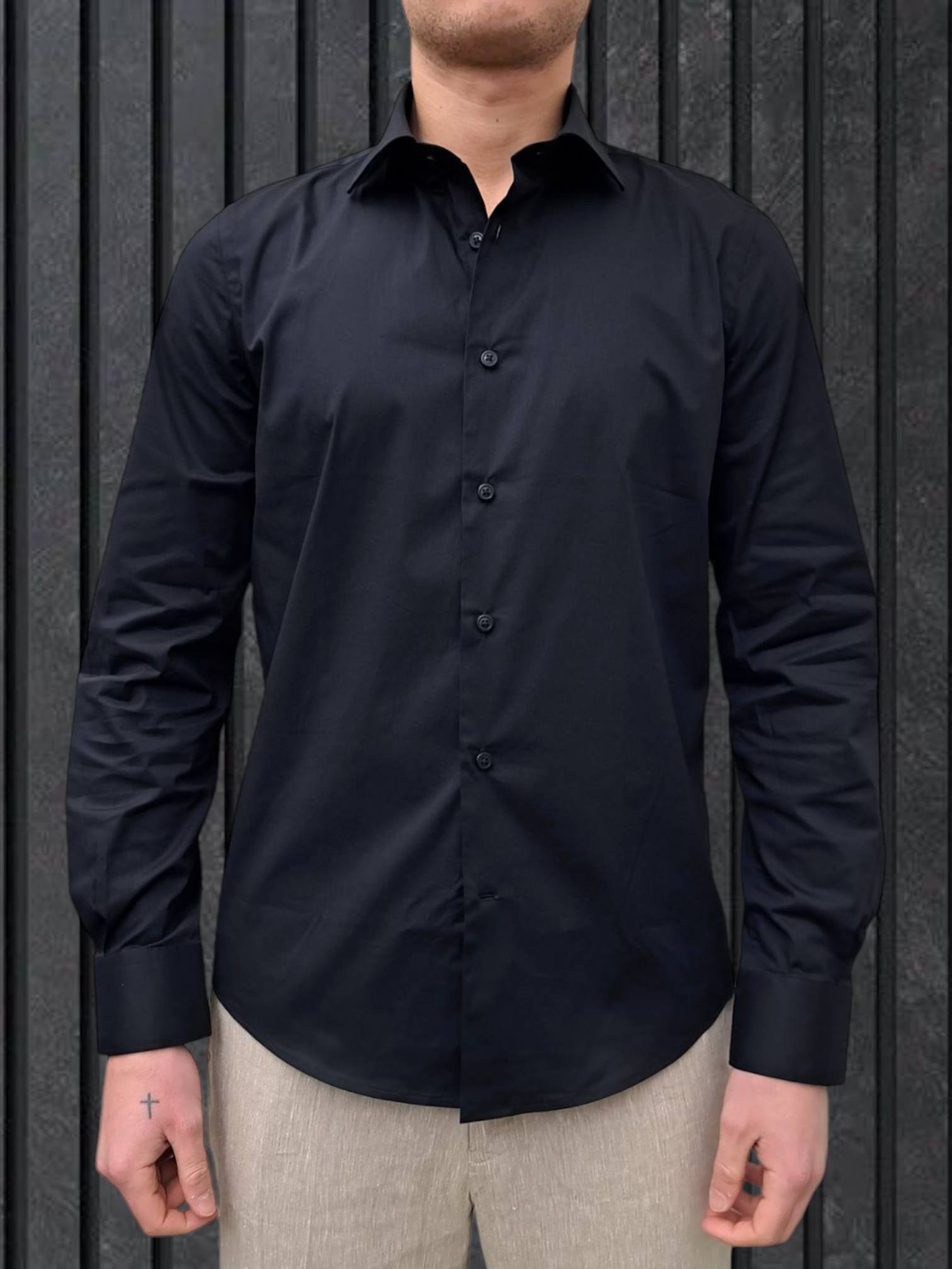 CAMICIA COLLO FRANCESE NERO