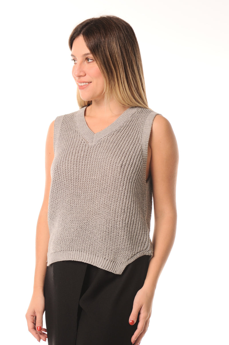 GILET IN MAGLIA GRIGIO