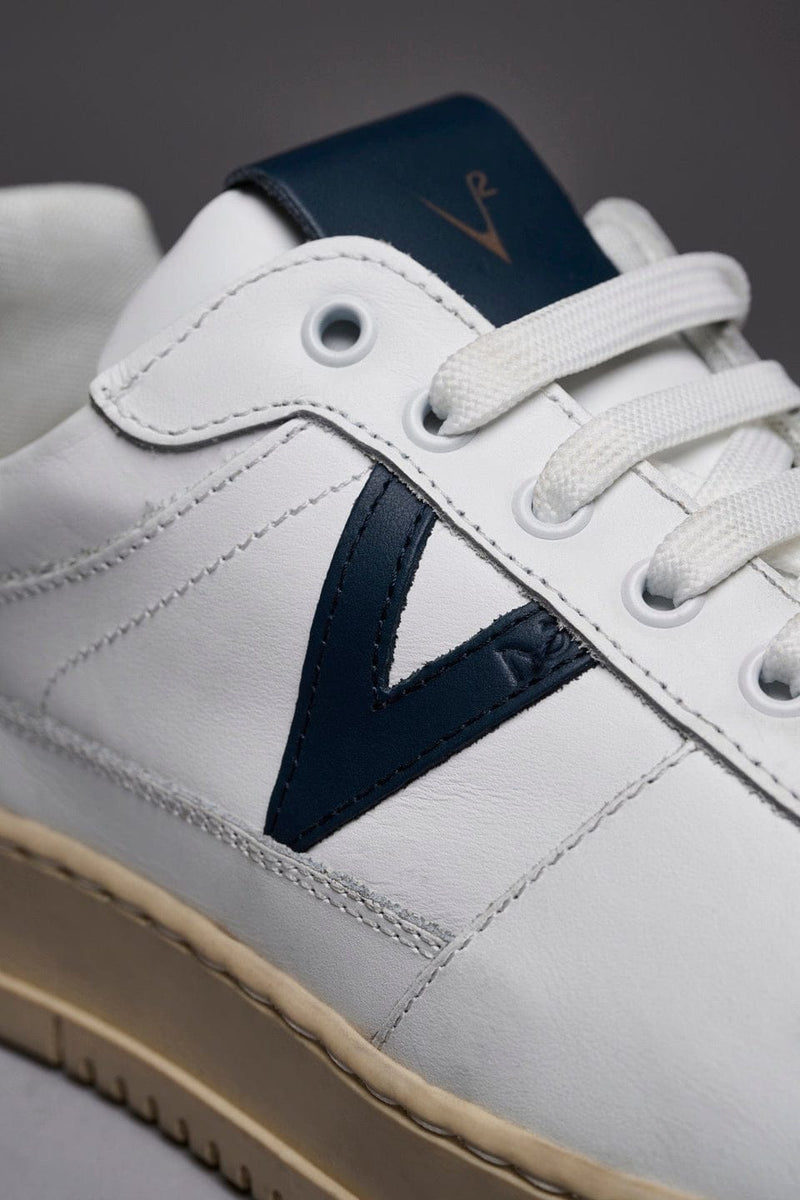 SNEAKER IN PELLE BIANCO CONTRASTO BLU