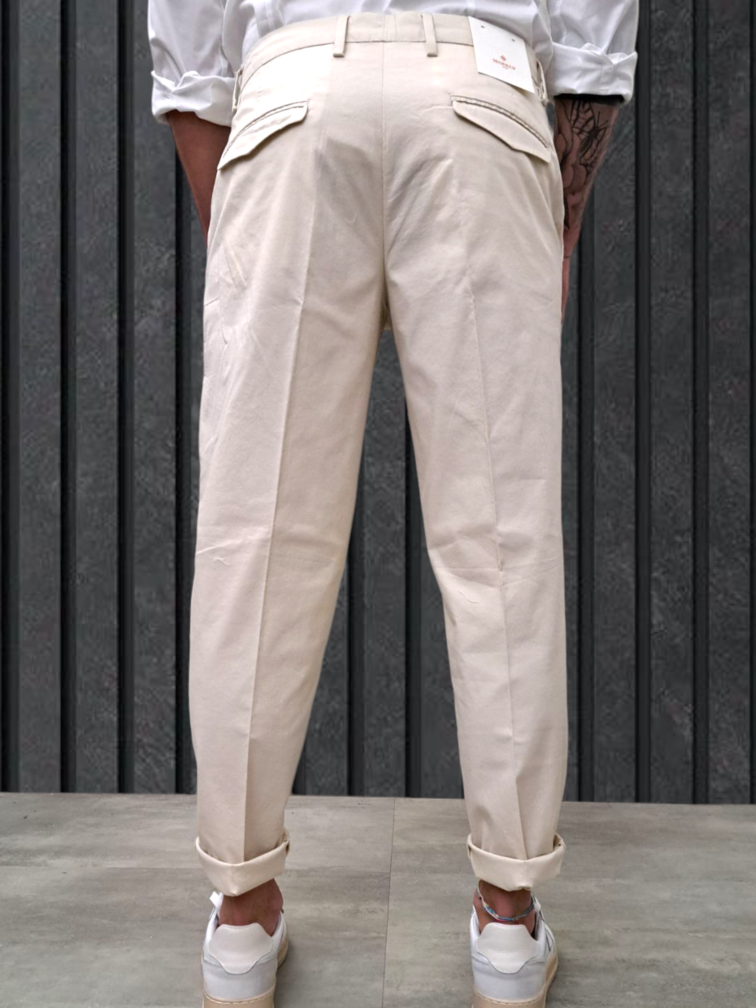 PANTALONE CHINO cannetté BEIGE