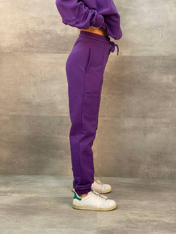 PANTALONE FELPA CON POLSINO VIOLA