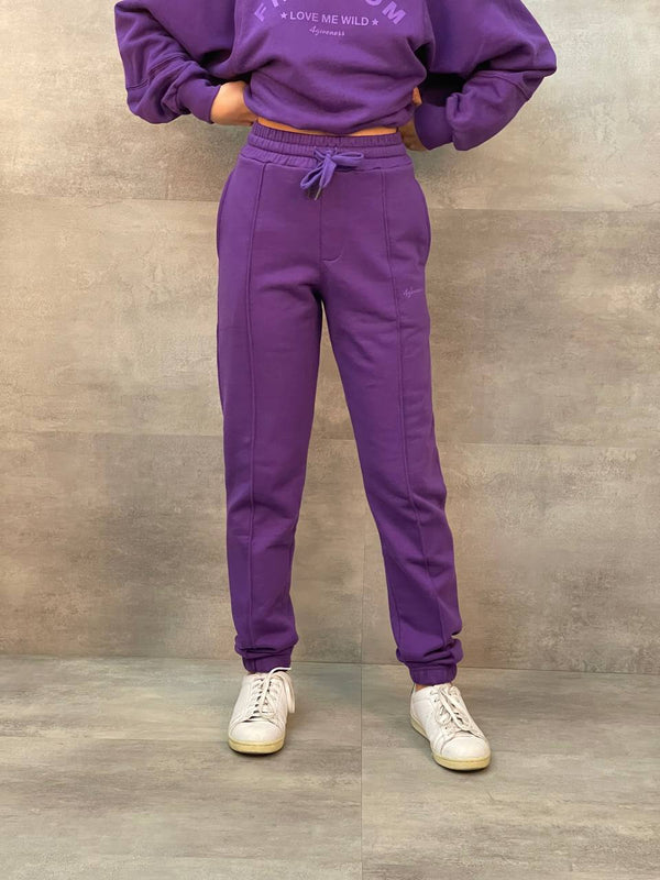 PANTALONE FELPA CON POLSINO VIOLA