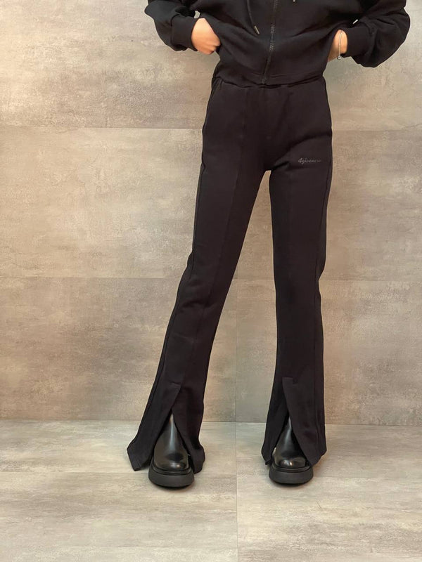 PANTALONE FELPA ZAMPA CON SPACCO NERO