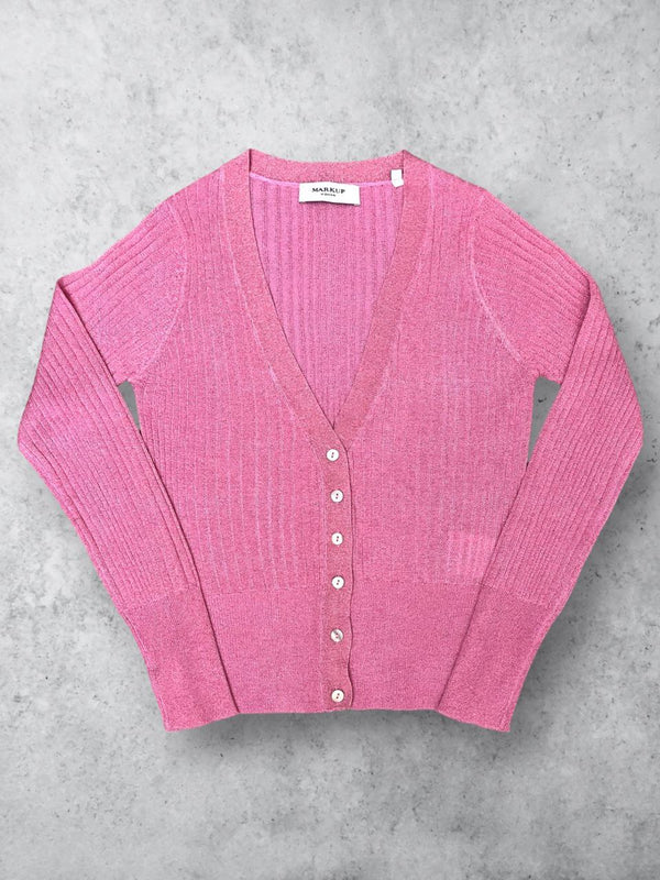 CARDIGAN IN LUREX ROSA