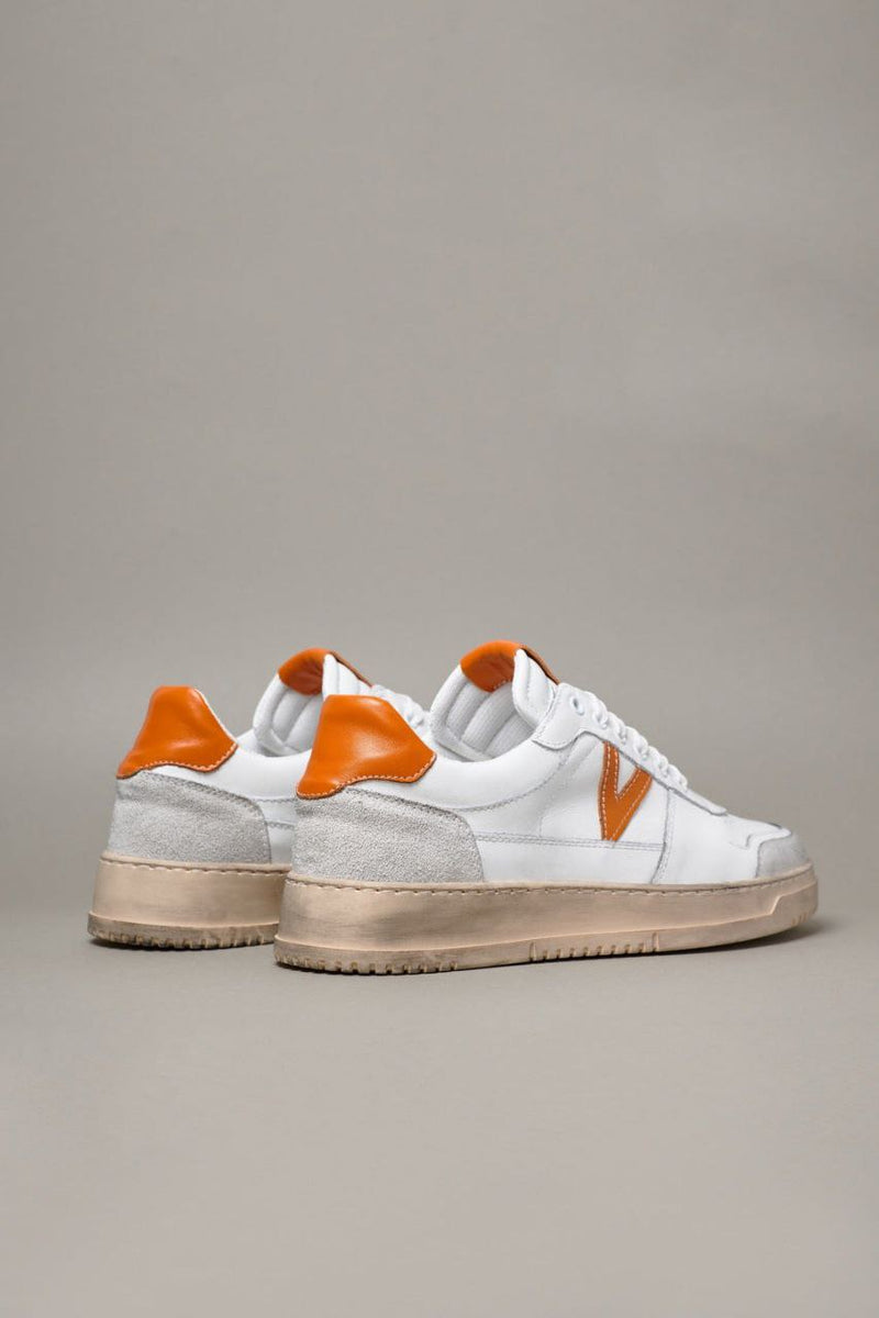 SNEAKER IN PELLE CONTRASTO ARANCIONE