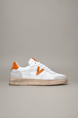 SNEAKER IN PELLE CONTRASTO ARANCIONE